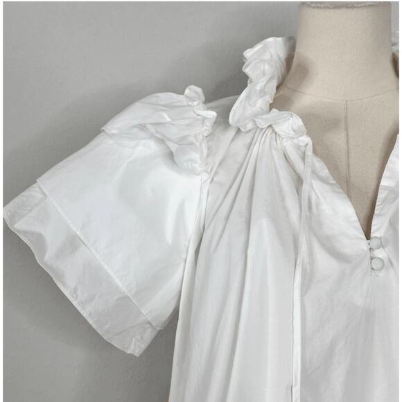 Hunter Belle Millie Med White Puff Sleeves Blouse Top Ruffles Feminine Cottage - Picture 8 of 11